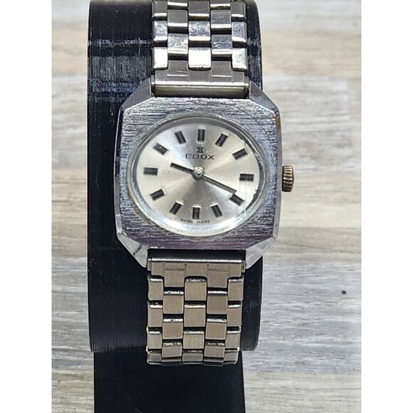 Edox Square Silver Swiss, Women's Watch, Genuine, Adjustable Band. Needs Service - Picture 3 of 7